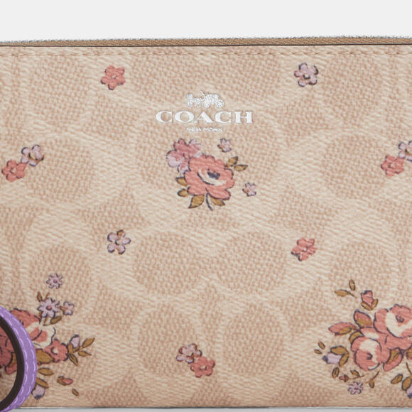 NWT Coach Corner Zip Wristlet In Signature Canvas With Floral Print - Picture 3 of 5
